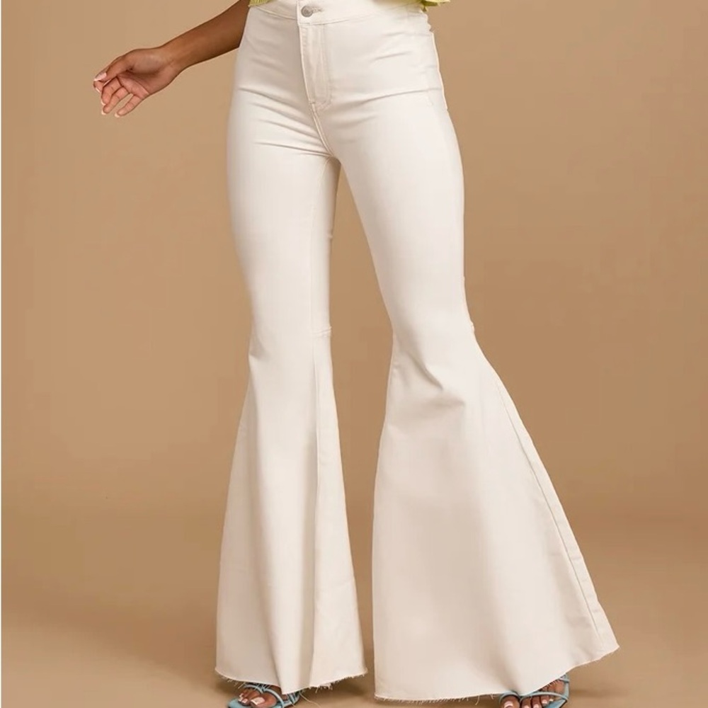 White flare jeans